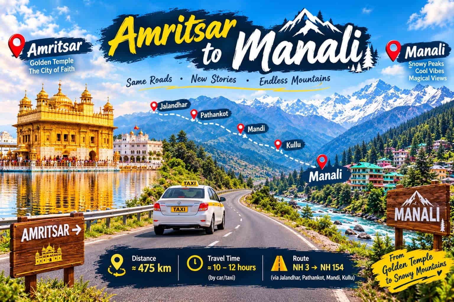 Amritsar to Manali Taxi Service